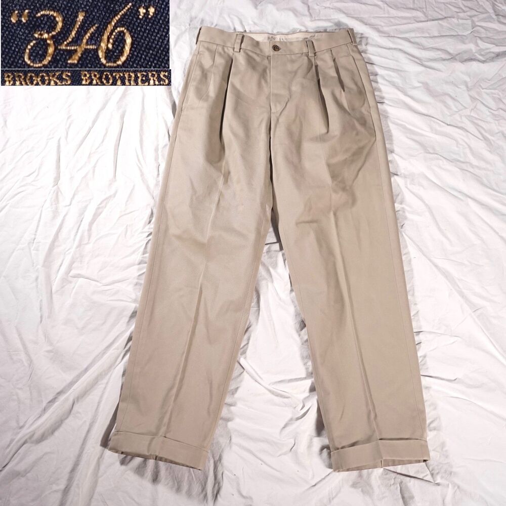 Brooks Brothers 346 Elliott Advantage Chino Pants Tan Beige Mens 31x30